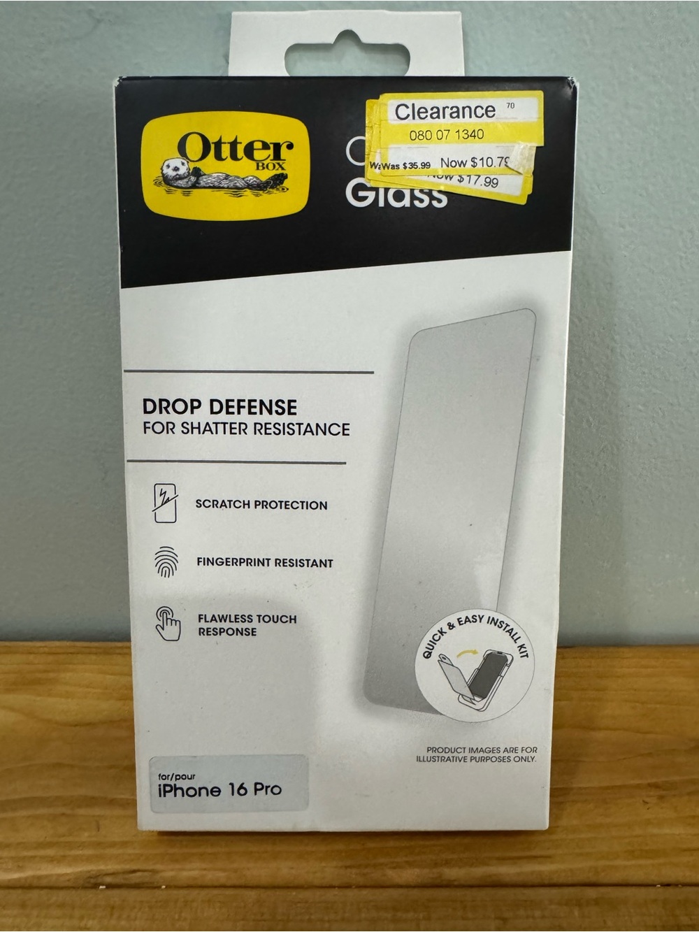 OtterBox Clear Glass Screen Protector – White/Black Packaging
